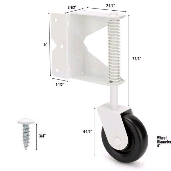 4 Inch Gate Wheel Gate Caster Kit with Spring Loaded for Wooden Fences, Heavy Du - Picture 3 of 13